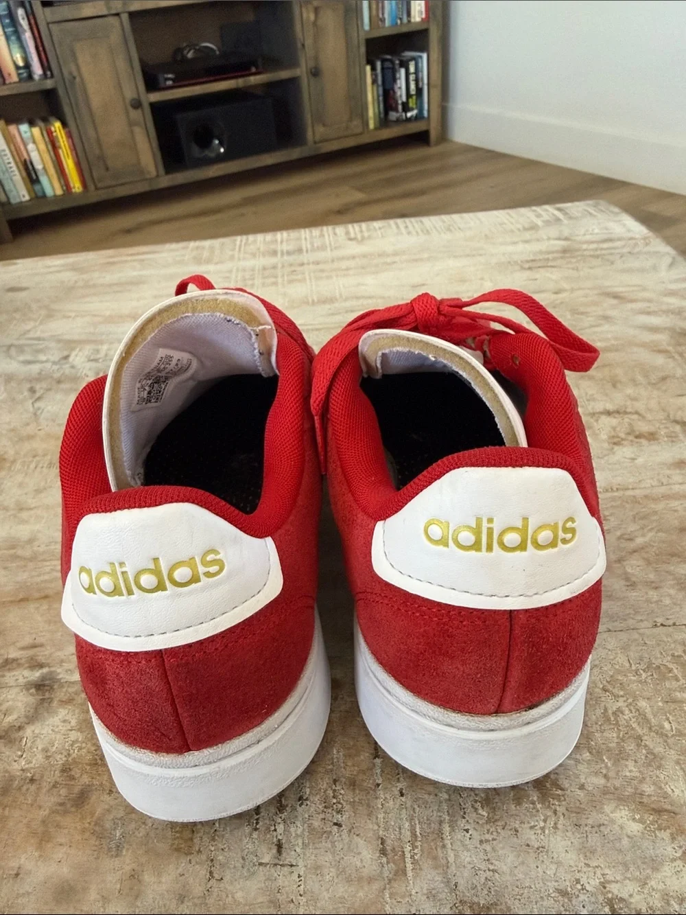 Adidas Grand Court Alpha Suede Low-Top Sneakers {Red/Wht/Gold} 9